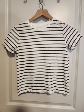 Primark White Tee with Black Stripes